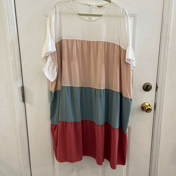 Haptics By Holly Harper Plus-Size Muti-Tiered Lagoon-Look Dress Sz XXL - Picture 2 of 9